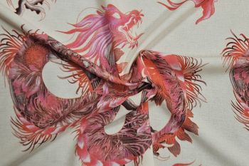 Lady McElroy Chinoiserie Dragon - Hot Pink - Chloe Chambray