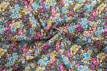 Lady McElroy Teal Posy - Ella Chambray - Remnant - 3m
