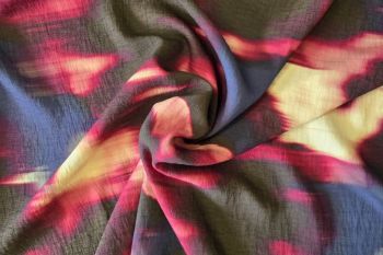 Lady McElroy - Aquarelle Dusk - Marbled Sandwashed Linen-Mix Crepe