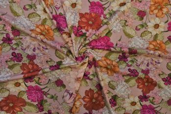 Lady McElroy In The Garden - Pink Viscose Crepe Jersey Faulty Remnant - 2.5M