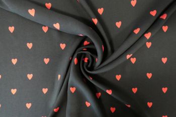 Lady McElroy Lovehearts - Black - Viscose Challis Lawn