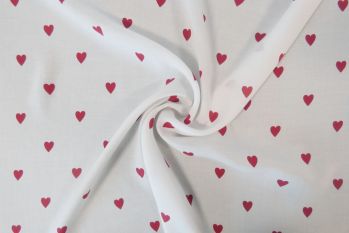 Lady McElroy Lovehearts - White - Viscose Challis Lawn