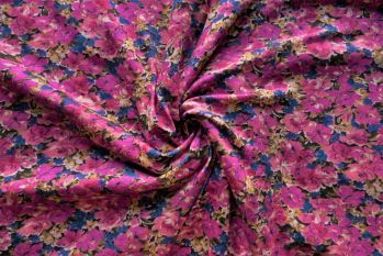 Lady McElroy Magenta Blooms - Viscose Crepe Jersey - Remnant - 3m