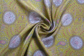 Lady McElroy The Wildwood Mosaic Coordinate Collection - Astral Lattice - Lime - Pure Cupro