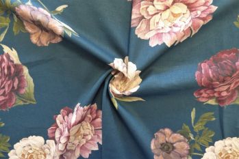 Lady McElroy Midnight Rosette - Linen Chambray Remnant - 2.2m