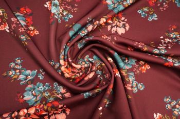 Lady McElroy Mulberry Blooms - Scuba Jersey - Remnant - 1.5m