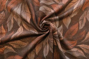 Lady McElroy Mystical Leaves - Brown - 100% Wool Crepe