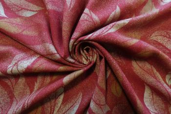 Lady McElroy Mystical Leaves - Rouge - 100% Wool Crepe