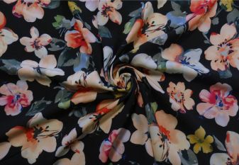Lady McElroy Naomi - Black - Viscose Challis Lawn - Remnant - 2.1m