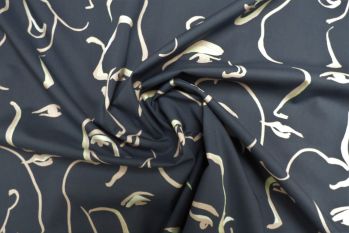 Lady McElroy Onlookers - Navy - Viscose Challis Lawn - Remnant - 1.8m