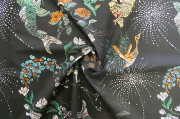 Lady McElroy Oriental Koi - Black Marlie-Care Lawn - Remnant - 1m