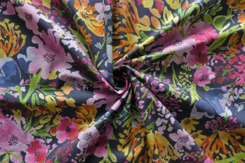 Lady McElroy Field of Flowers - Navy - Marlie-Care Lawn