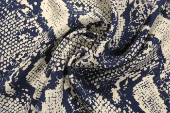 Lady McElroy - Reptile Texture - Navy - Viscose Challis Lawn