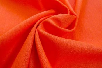 Lady McElroy Harvard - Organic Linen Viscose Chambray Plains - Tangerine - Remnant -1.5m