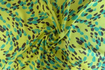Lady McElroy Painted Pawprints - Lime - Viscose Challis Lawn - Remnant - 3m