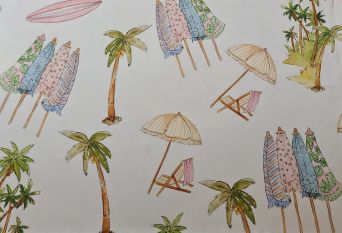 Exclusive Lady McElroy Parasol Palms - Cotton Marlie-Care Lawn - Remnant - 3.8m