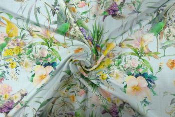 Lady McElroy Parrotdise - Sky Blue Cerutti Lawn - Remnant - 2m