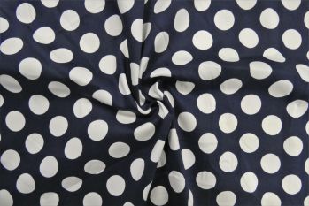 Lady McElroy Polka Sateen - Navy - Remnant - 3m