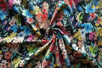 Lady McElroy Rainbow Garden - Stretch Cotton Sateen - Remnant - 1.4m