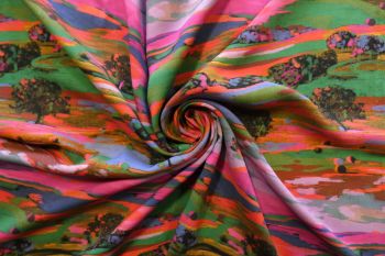 Exclusive Lady McElroy Rainbow Landscape - Viscose Challis Lawn