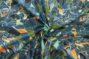 Lady McElroy Retro Cityscape - Navy - Marlie-Care Lawn - Remnant - 3m