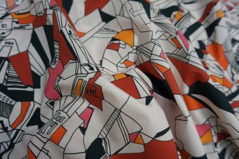 Lady McElroy Retro Cityscape - Cream - Cotton Marlie-Care Lawn