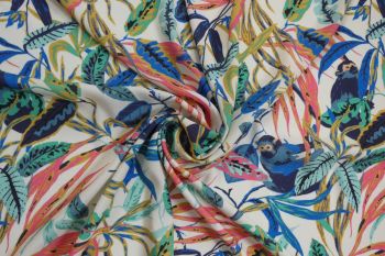 Lady McElroy Squirrel Monkeys - Sapphire - Viscose Rickardi Lawn