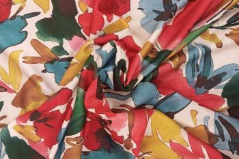 Lady McElroy - Palette de Flore – Scarlet - Sandwashed Silk-Mix Soft Satin Twill