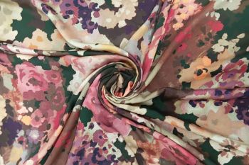 Lady McElroy - Enchanted Haze Floral - Pink - Sandwashed Silk-Mix Soft Satin Twill 