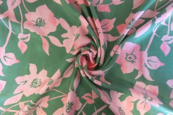 Lady McElroy Trailing Pink - Viscose Challis Lawn - Remnant - 2.2m