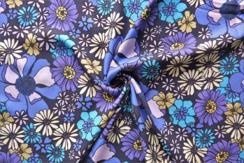 Lady McElroy Violet Florette - Viscose Soft Twill - Remnant - 1.5m