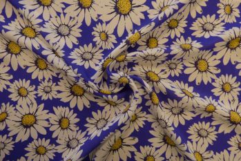 Lady McElroy We Are Sunflowers - Royal - Viscose Challis Lawn - Remnant - 2m