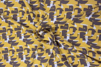 Lady McElroy Ochre Geometry - Rayon Lawn