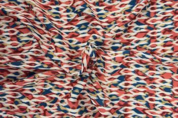 Lady McElroy - Southwestern Flame-Stitch - Coral - Viscose Challis Lawn