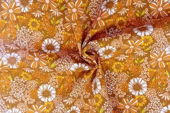 Lady McElroy - Burnt Orange Honeybee Meadow - Cotton Pure Lawn