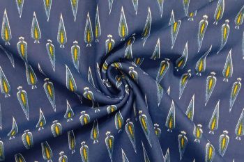 Lady McElroy Paisley Spear - Midnight - Cotton Lawn Hand-Dyed Block Print