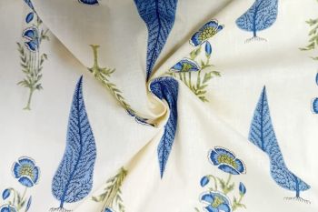 Lady McElroy Flora Drop - Cornflower Blue - Cotton Lawn Hand-Dyed Block Print
