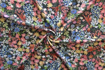 Lady McElroy Wild Botanics - Black - Trudi Chambray - Remnant - 1.5m
