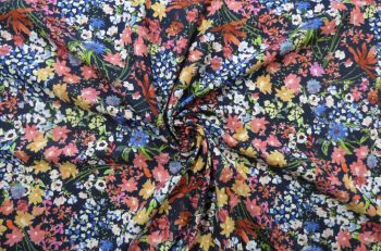 Lady McElroy Wild Botanics - Midnight Navy - Trudi Chambray - Remnant - 3m